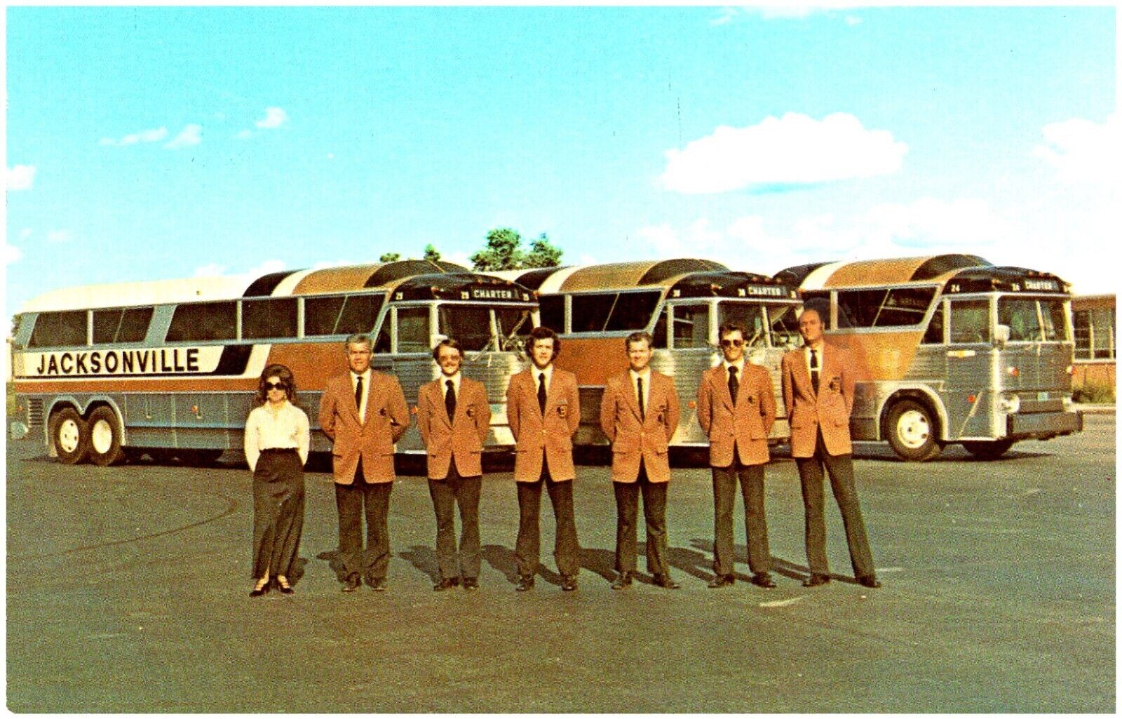Jacksonville Illinois Bus Line Drivers Guides Five Star Buses 1950s/60s Postcard