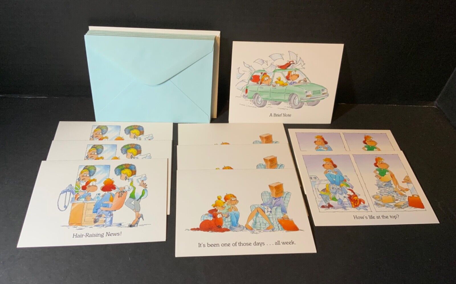 VTG Current Blank Note Cards Lot (9) UNUSED Busy Woman Funny 4 Varities