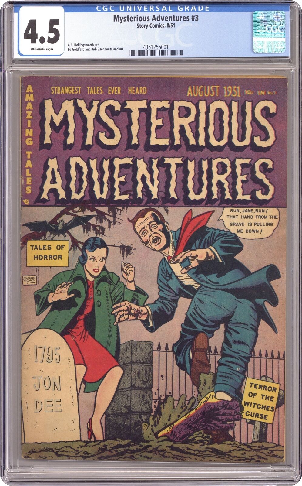 Mysterious Adventures #3 CGC 4.5 1951 4351255001