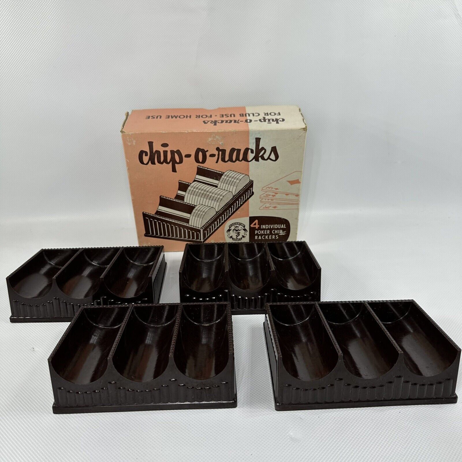 Vintage Poker Chips Chip-O-Racks BAKELITE Rackers In Original Box