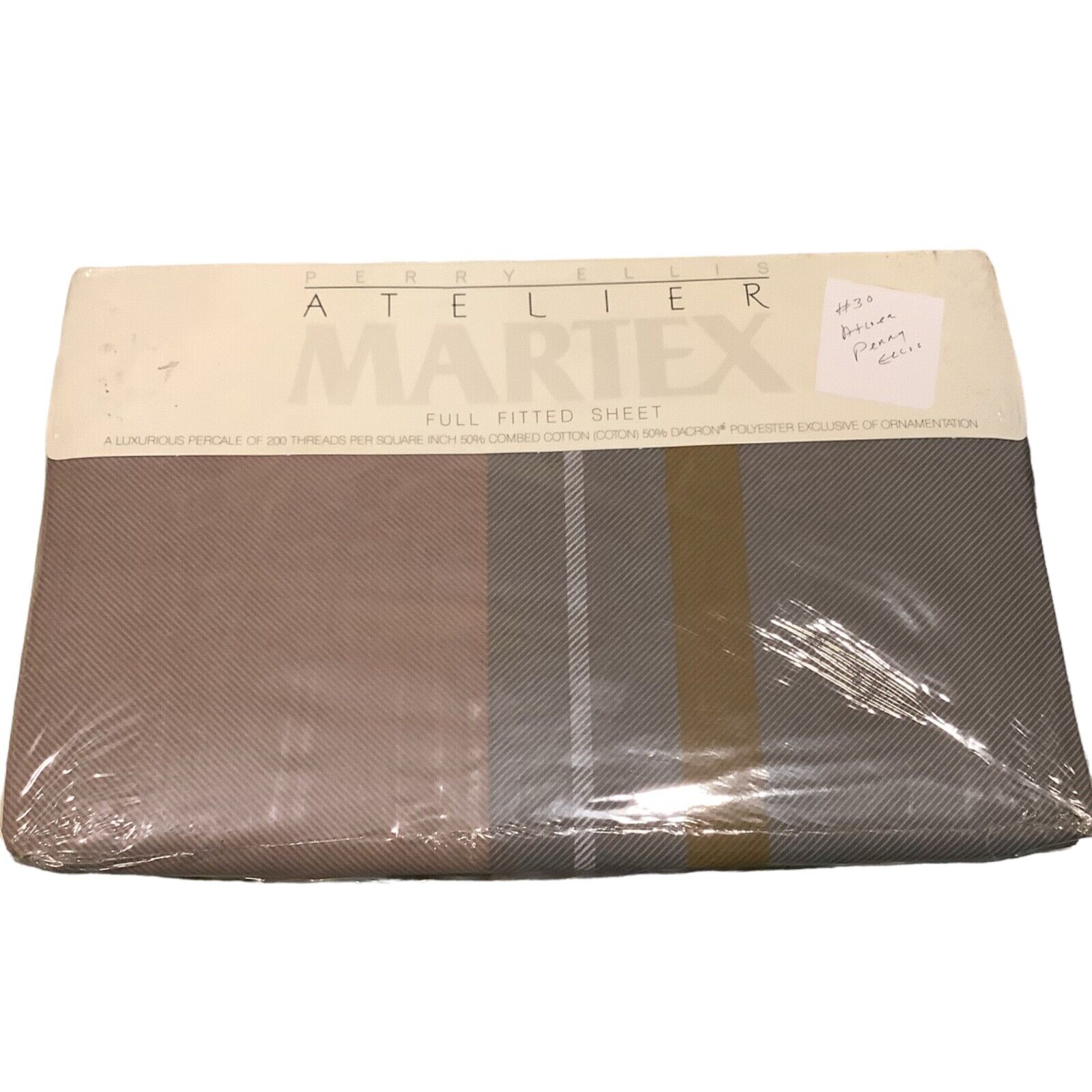 Vintage Perry Ellis Atelier Full Size Fitted Sheet Sutton Square NEW IN PACKAGE