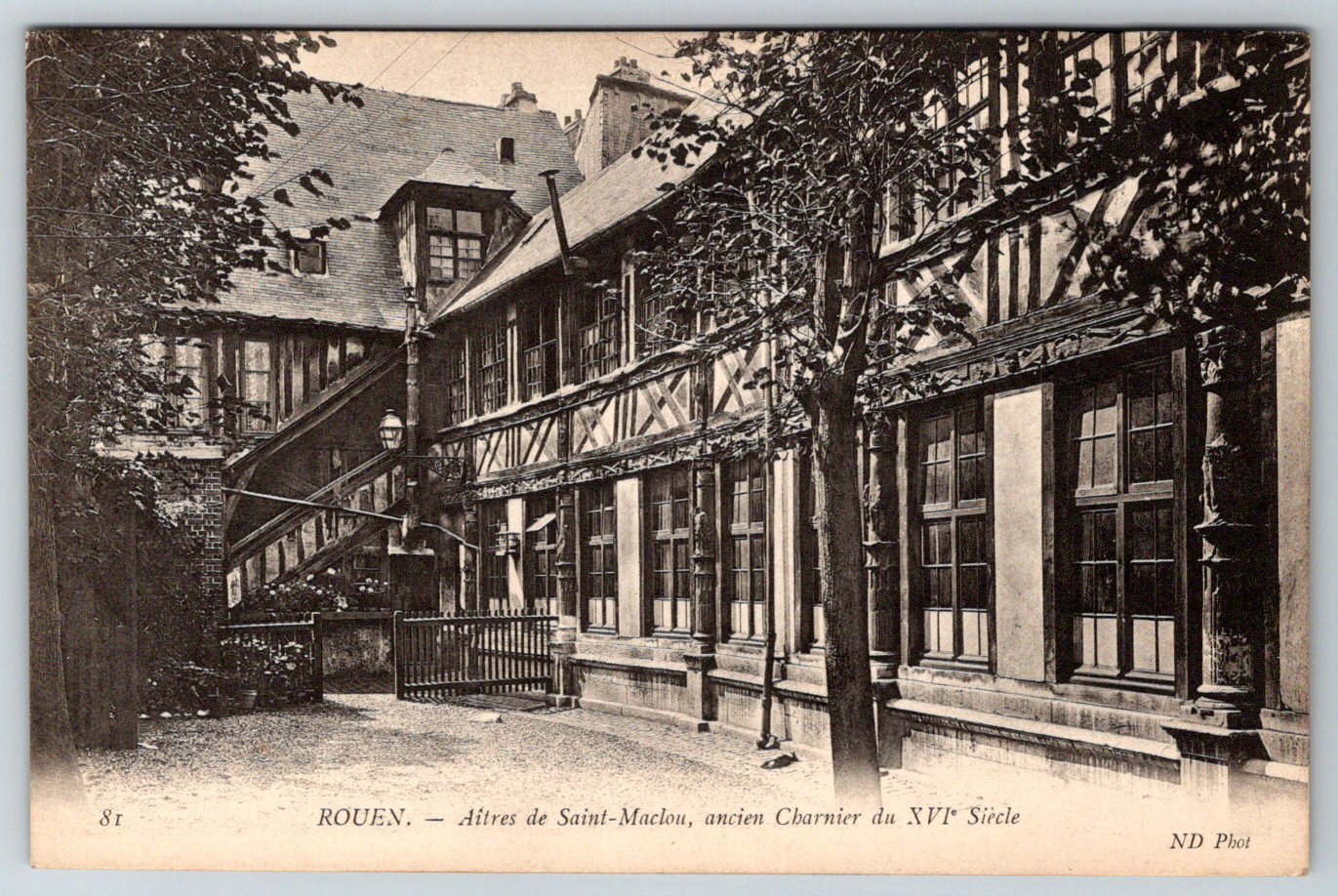 c1910s Rouen Aitres De Saint-Maclou Charnier Du XVI Antique Postcard