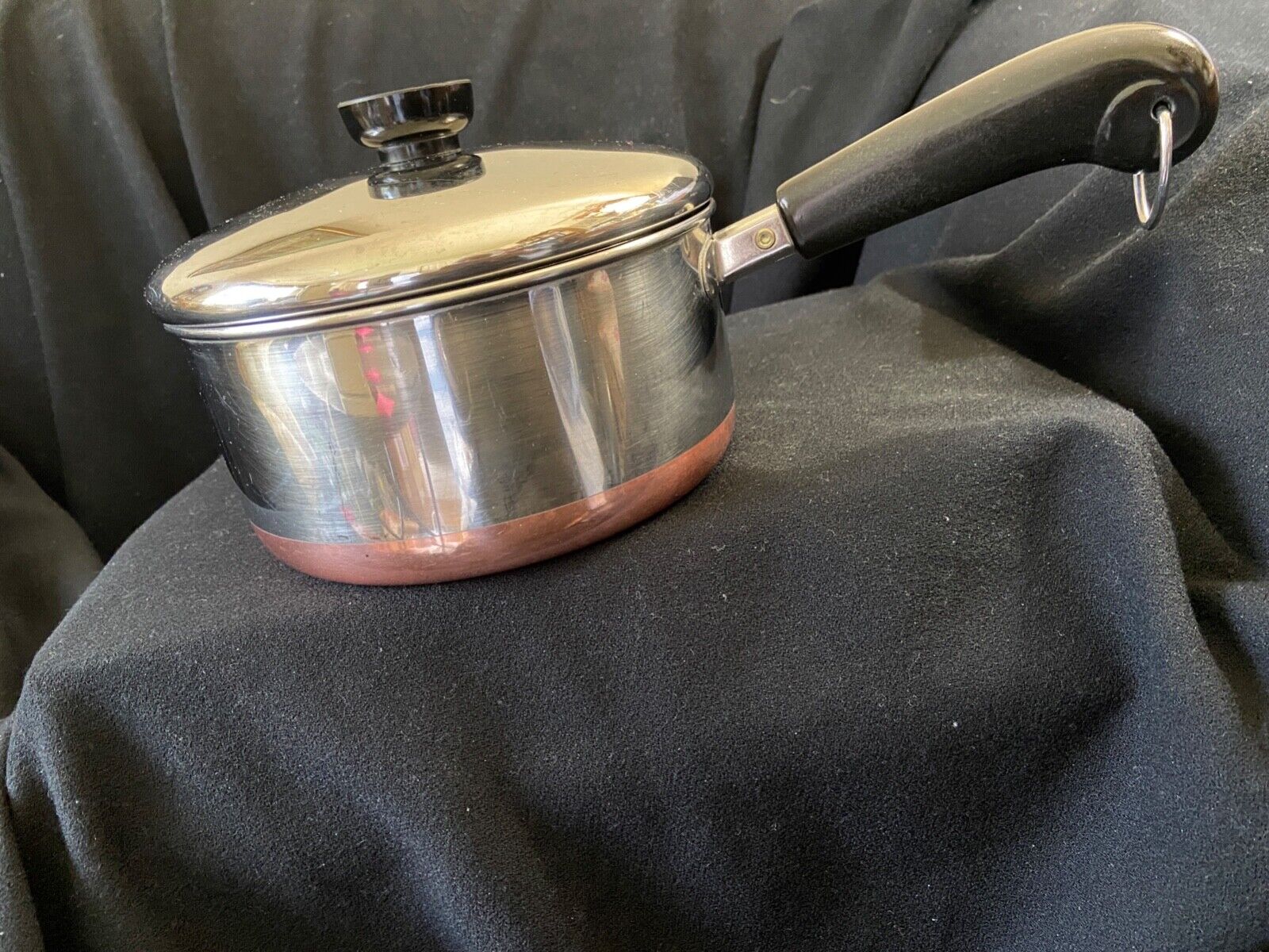 Vintage Revere Ware 2 Quart Stainless & Copper  Sauce Pan with Lid Clinton IL