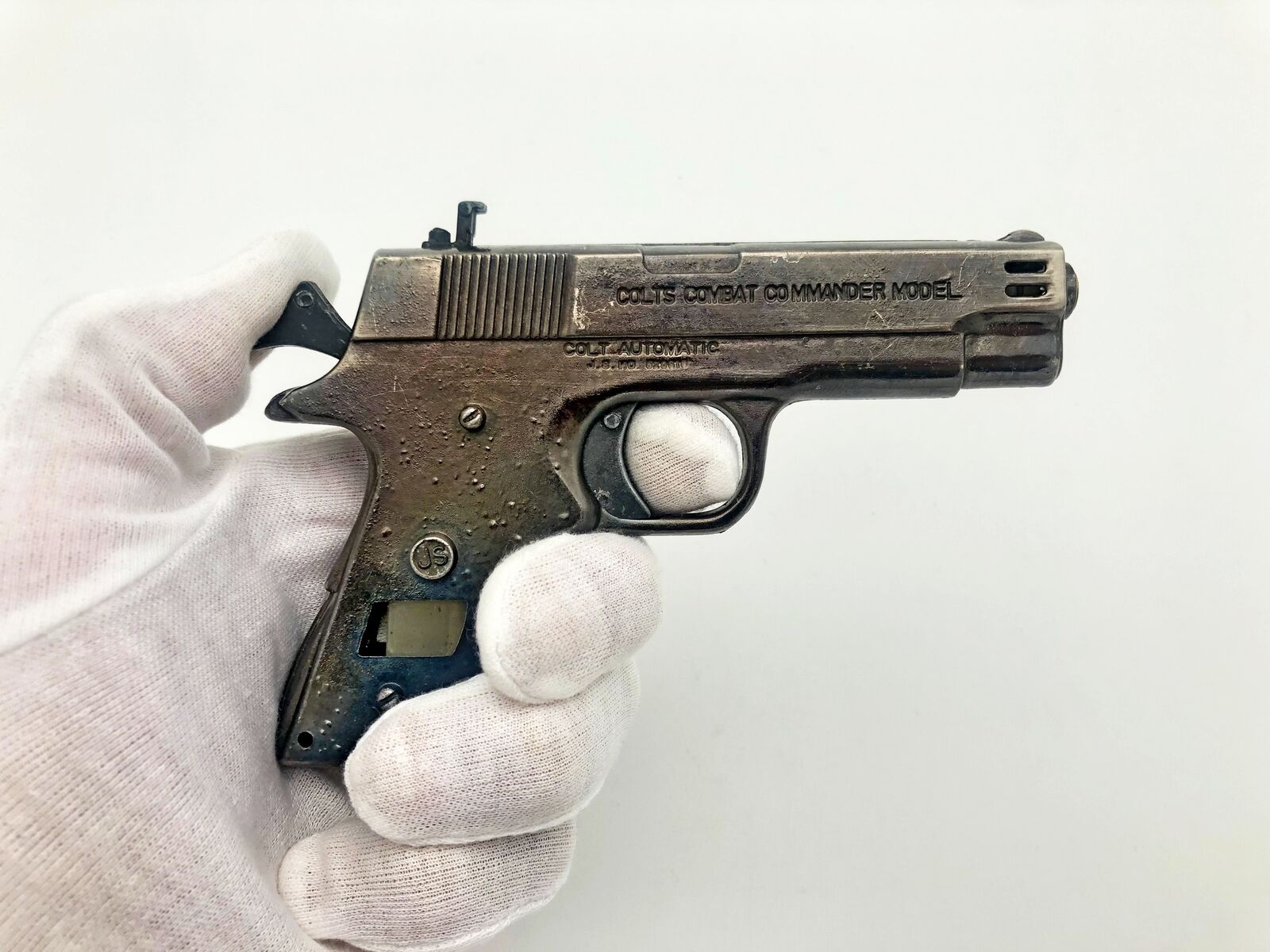 Piezo Gas Lighter Gun-shaped JS Vintage Smoking Device Colt Pistol Collectible