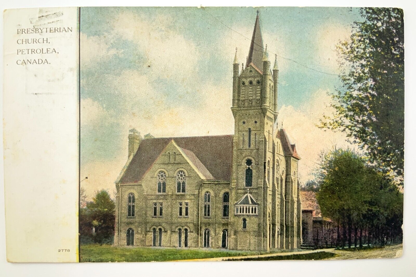 Presbyterian Church Petrolea Canada Postcard 1908 Posted Ontario FF367
