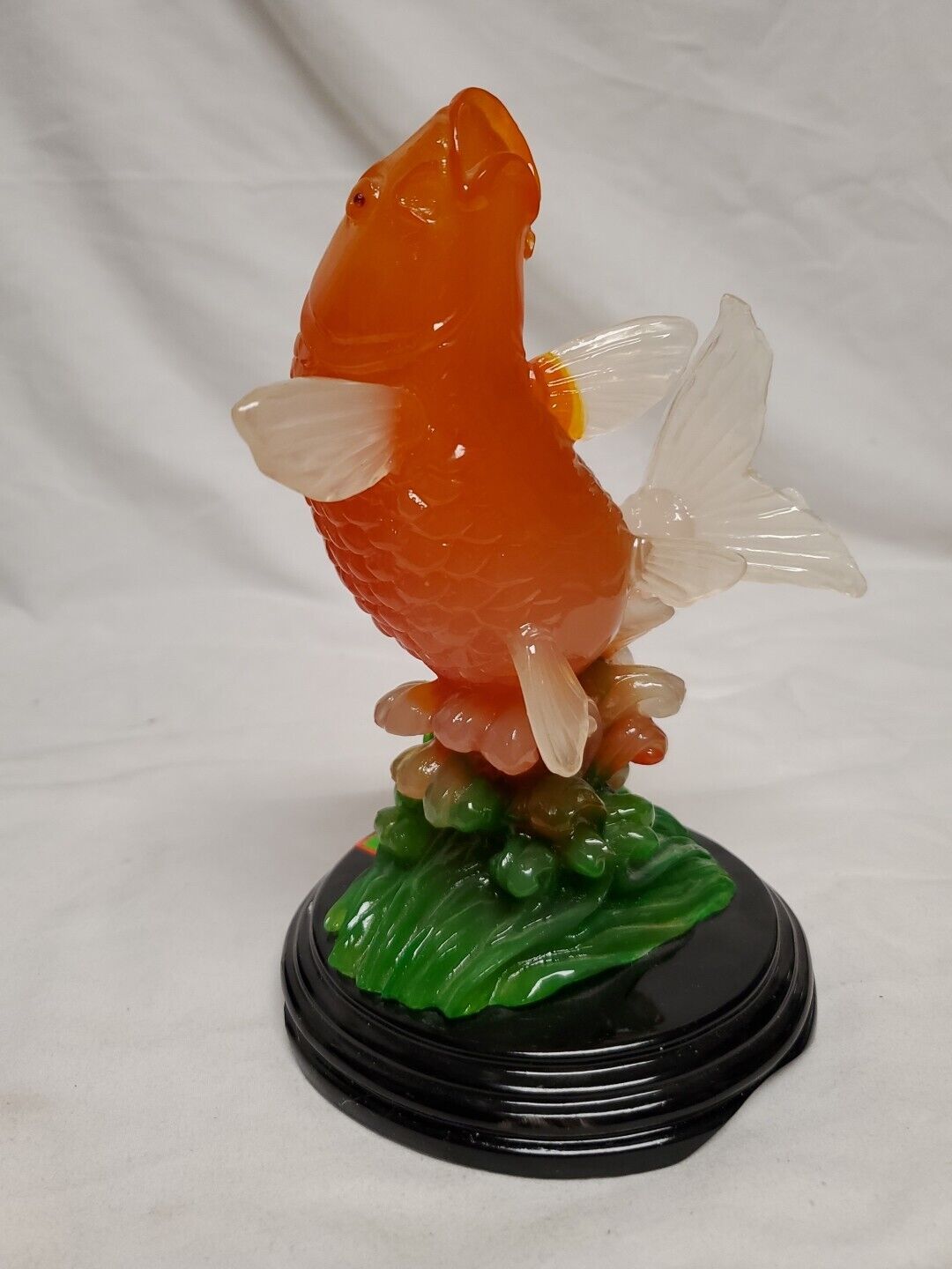 Koi Fish Orange Centerpiece Feng Shui - Asian sculpture Resin  - Decor