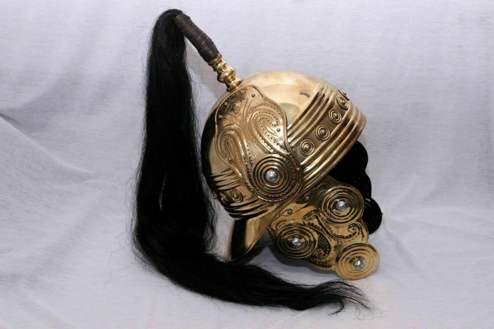 WEEKEND SALE Medieval Roman Brass Celtic Montefortino Helmet W Plume