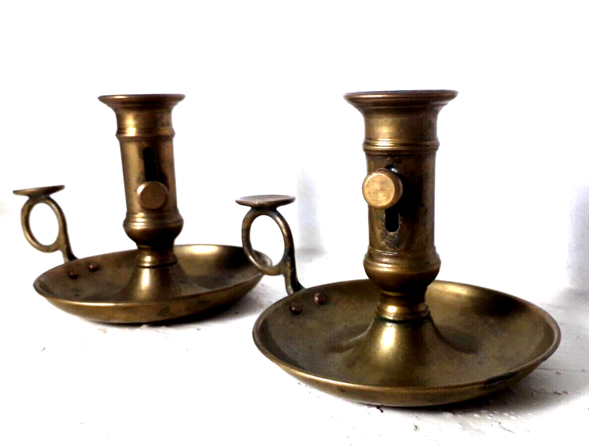 02 hand candle holder brass louis Philippe / Charles x ,Vintage candle holder