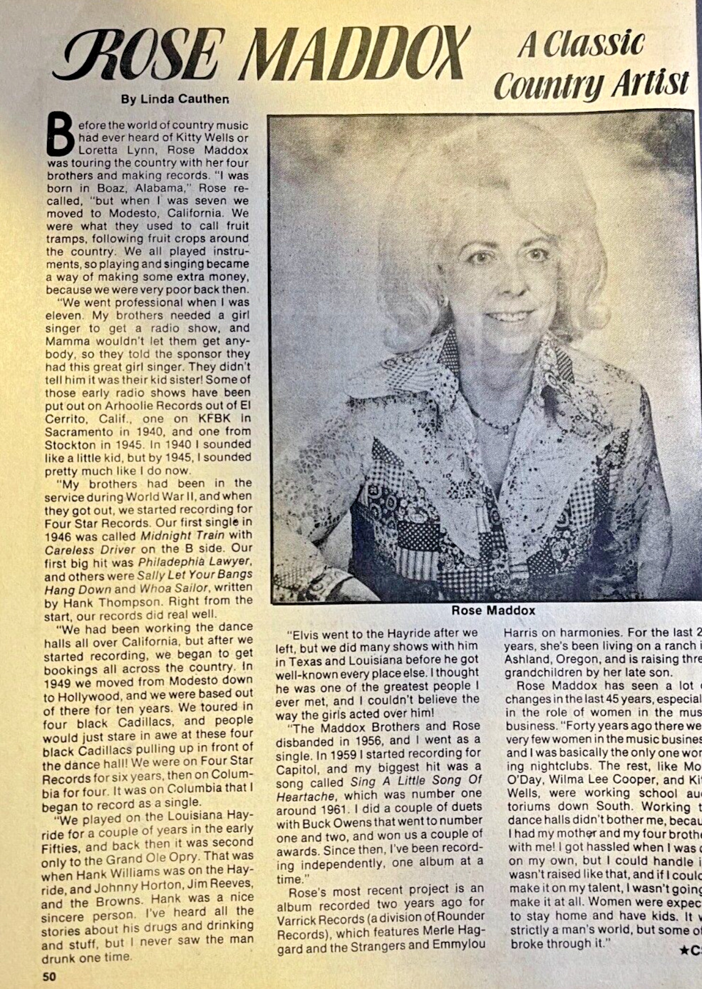 1986 Country Western Performer Rose Maddox