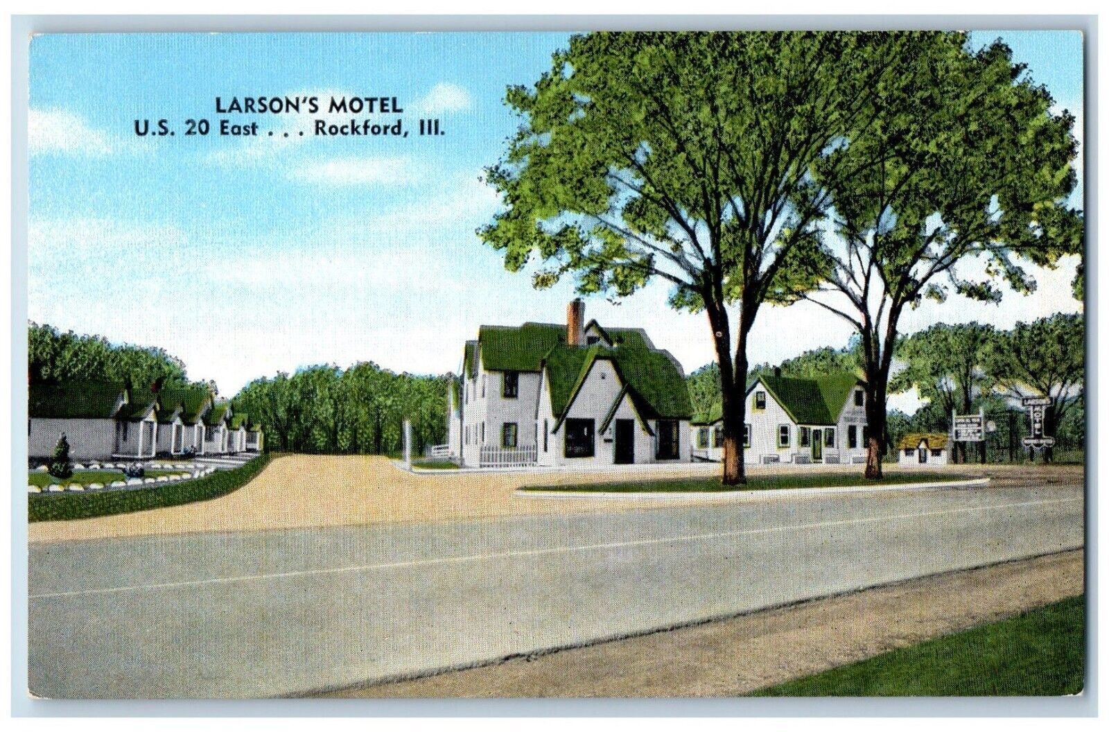 Rockford Illinois IL Postcard Larson\'s Motel Exterior View c1940 Vintage Antique