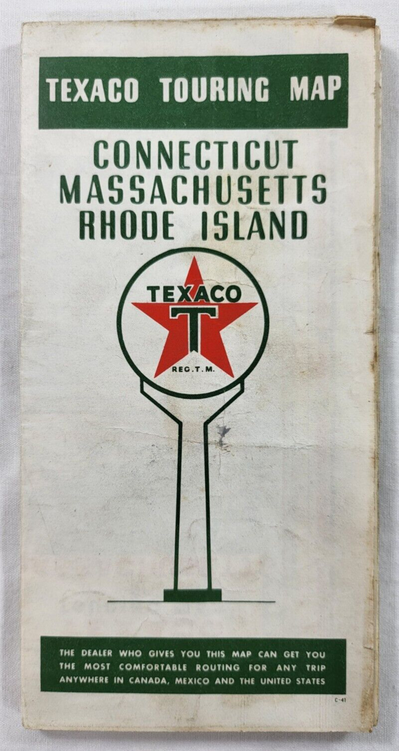 1941 TEXACO Official Connecticut Massachusetts Rhodse Island Road Map