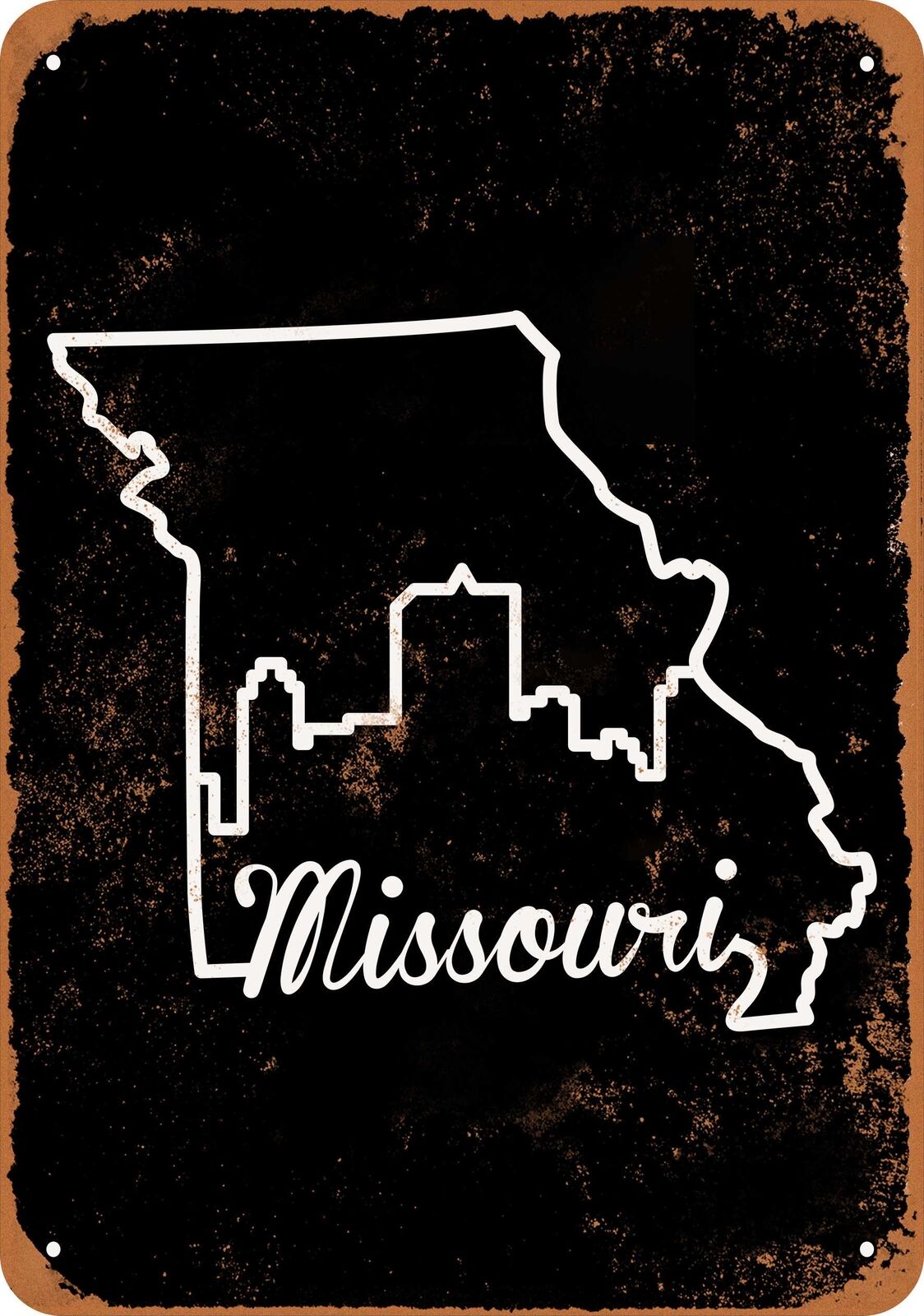 Metal Sign - Missouri State 4 (BLACK) -- Vintage Look