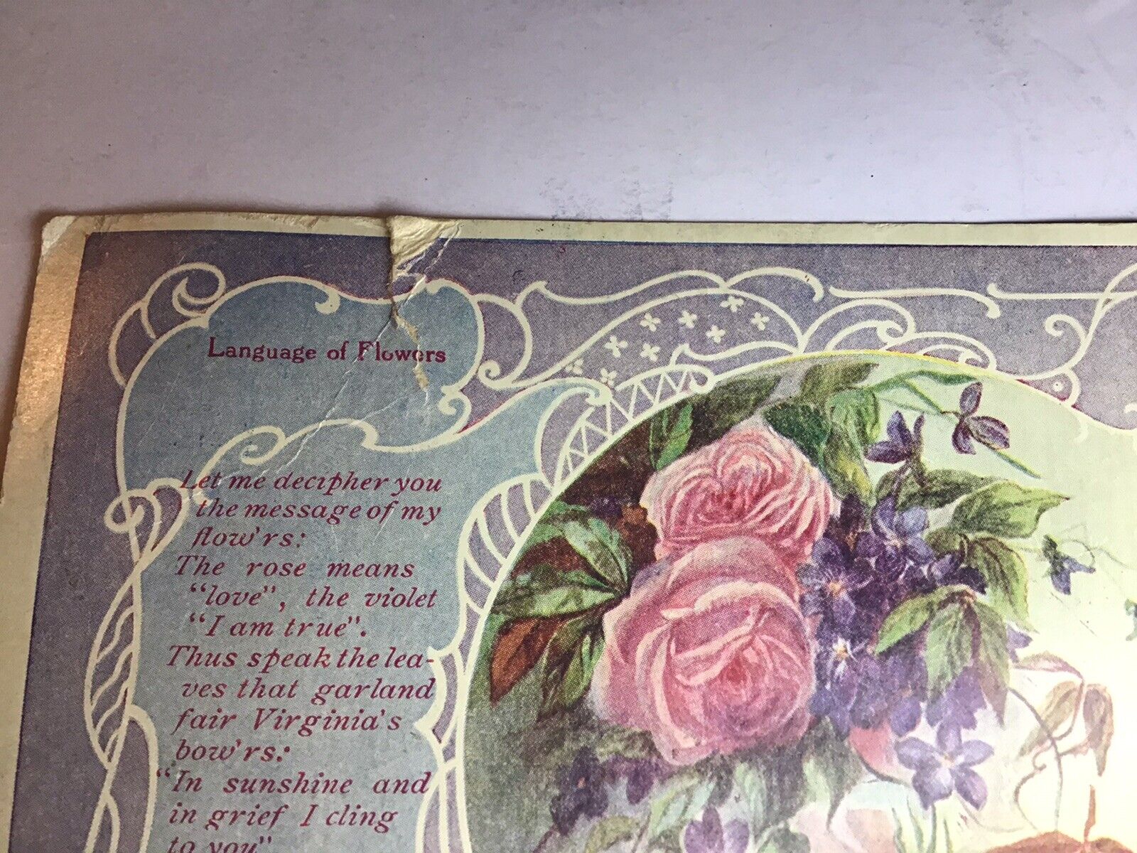 1909 Antique floral Roses greeting postcard Stamped