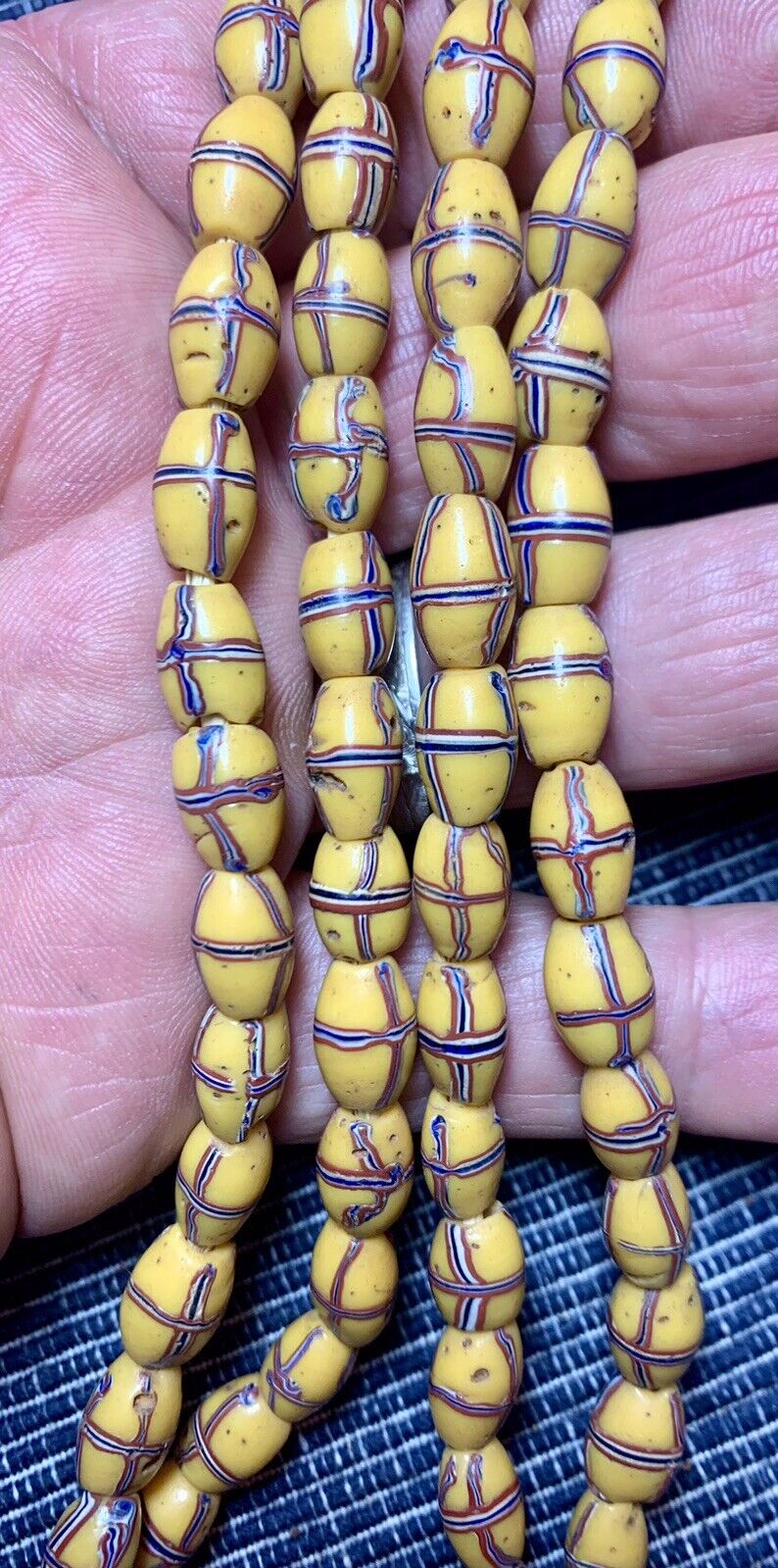 Rare Antique Venetian Yellow French Cross Beads, African Trade