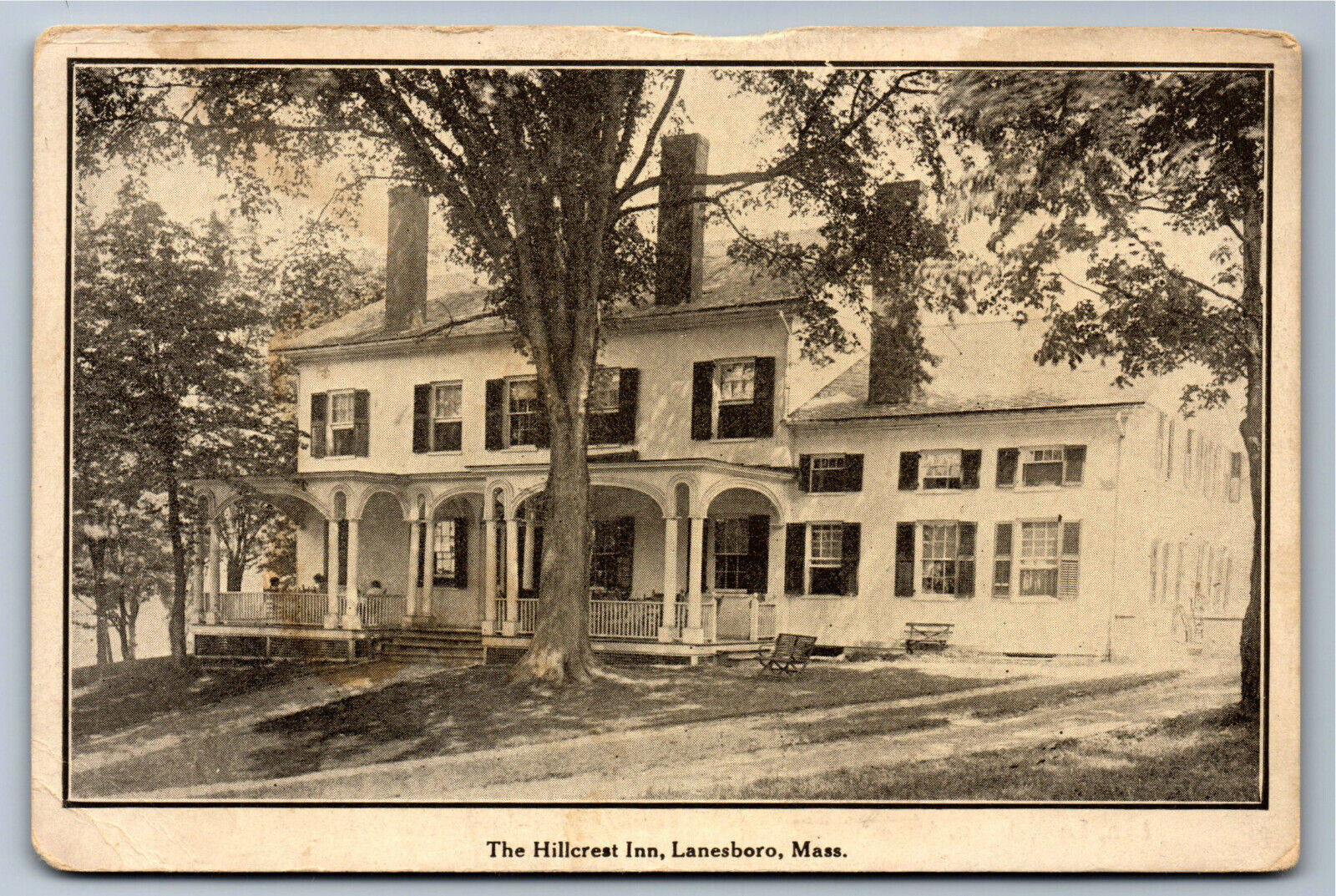 Postcard MA B&W The Hillcrest Inn Lanesboro Massachusetts T8