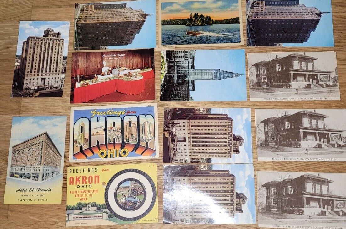 Vintage Ohio Postcard Lot Akron Canton Toledo Greetings Sheraton Linnen Photos 