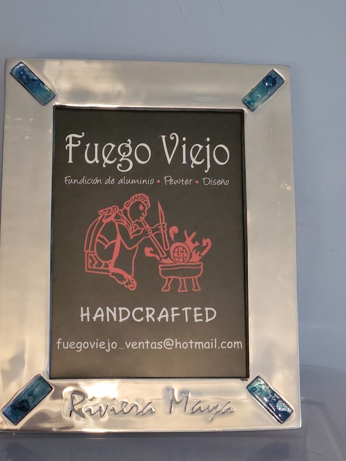Fuego Viejo Handcrafted Riviera Maya Pewter Picture Frame