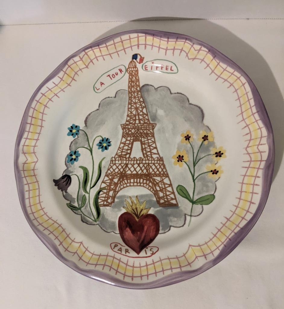 Anthropologie Nathalie Lete Plate La Tour Eiffel Dinner Plate Paris France 10”