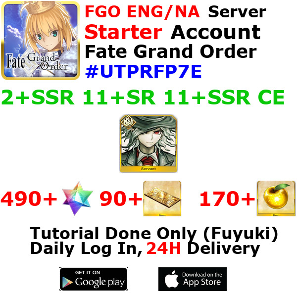 [ENG/NA][INST] FGO / Fate Grand Order Starter Account 2+SSR 90+Tix 490+SQ #UTPR