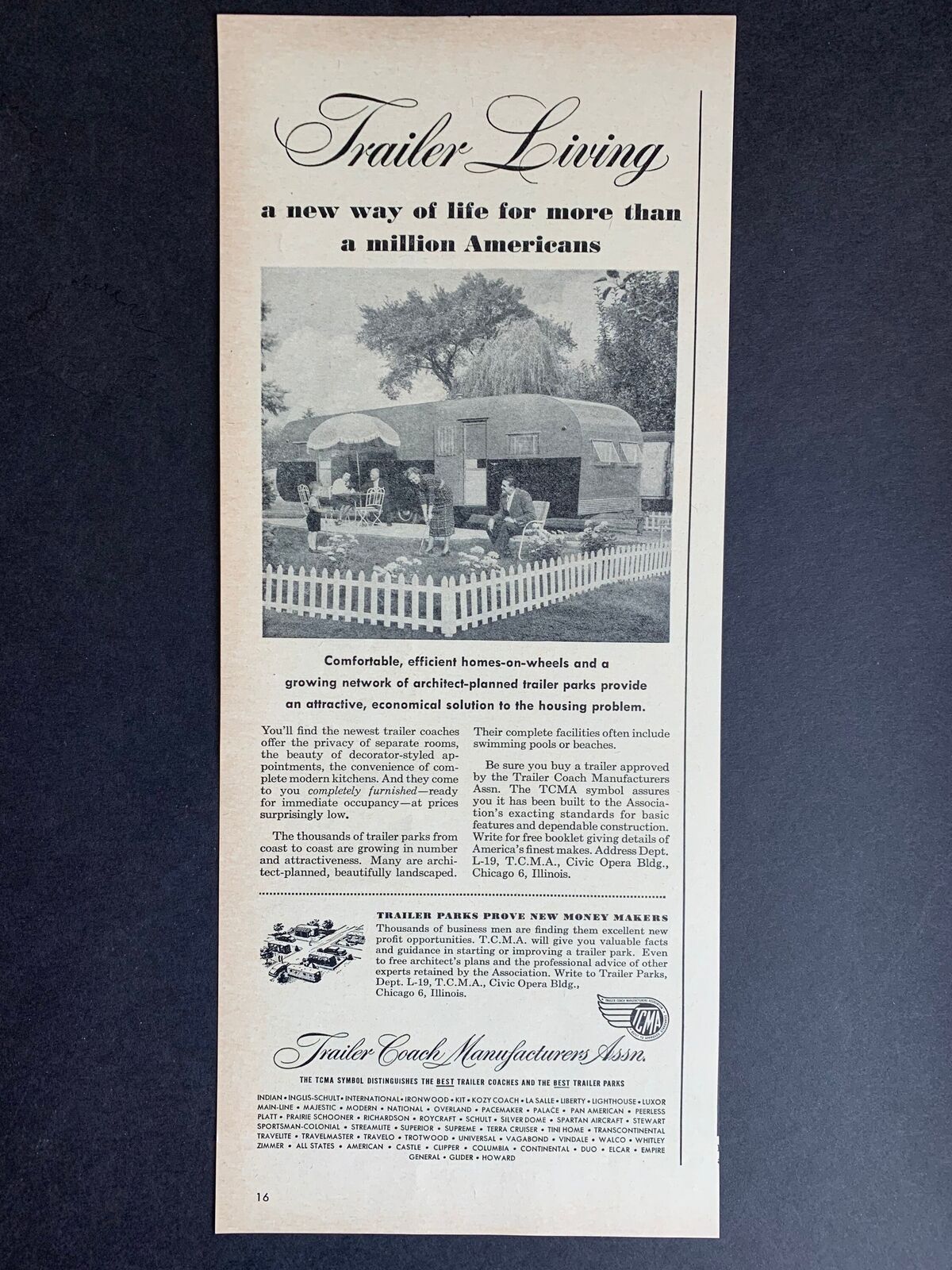 Vintage 1947 Trailer Coach Manufacturers Print Ad