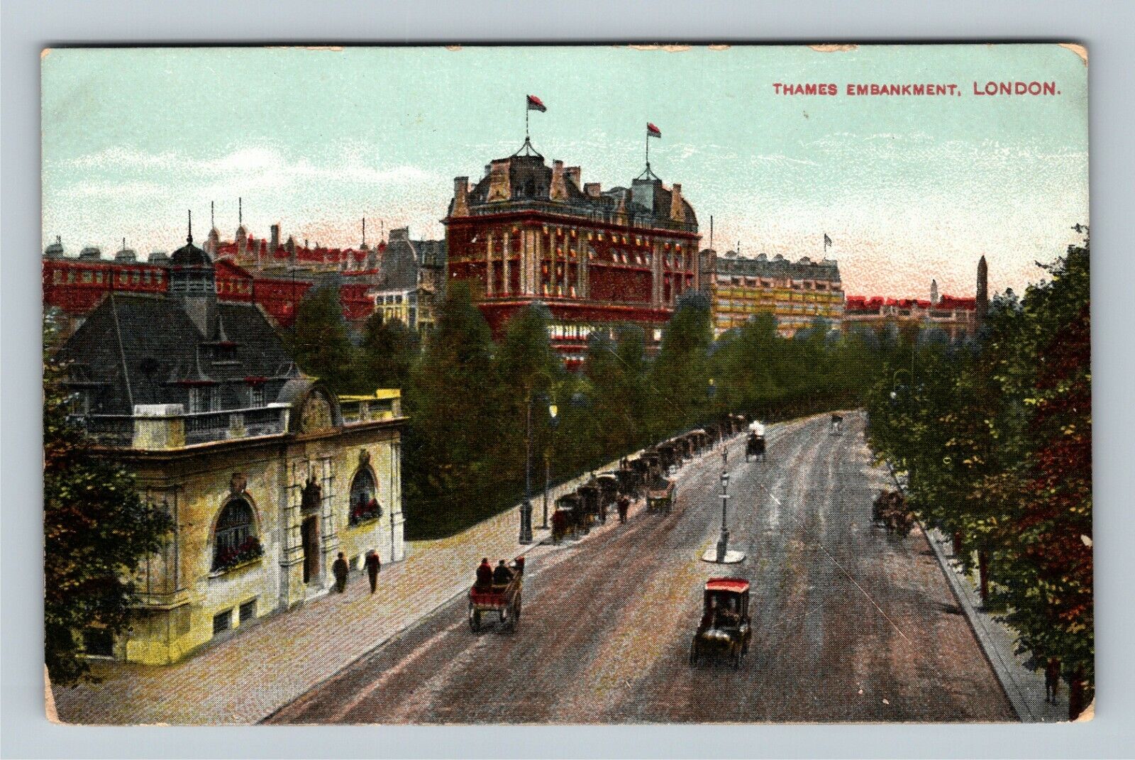London, UK-United Kingdom, Thames Embankment, Vintage Postcard