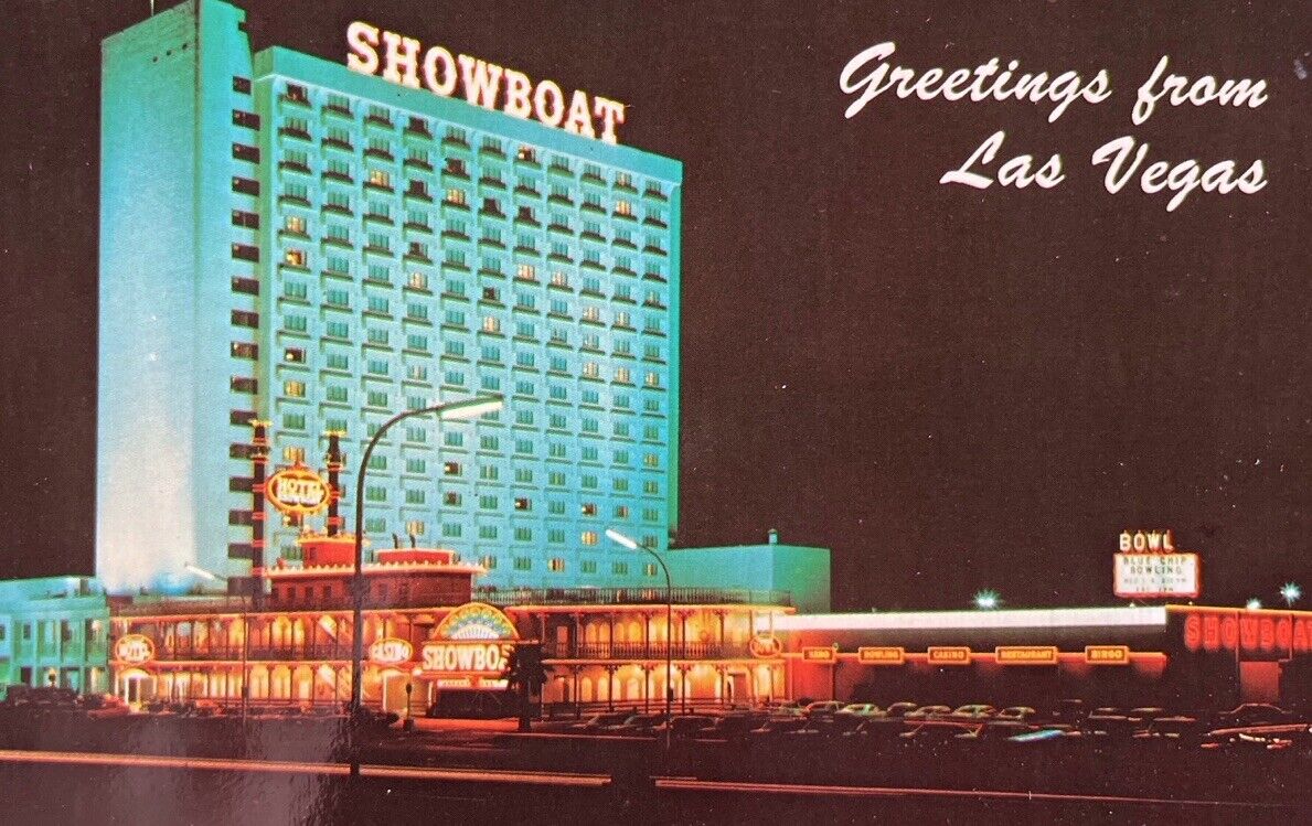Showboat Hotel & Casino Las Vegas NV Old Postcard Hoover Dam Hwy
