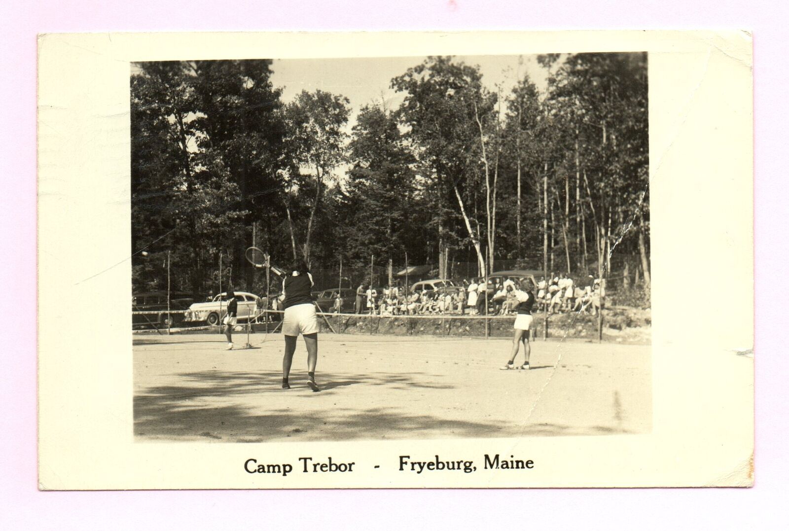 Ladies Tennis Match Camp Trebor Fryeburg Maine 1949 Postcard RPPC