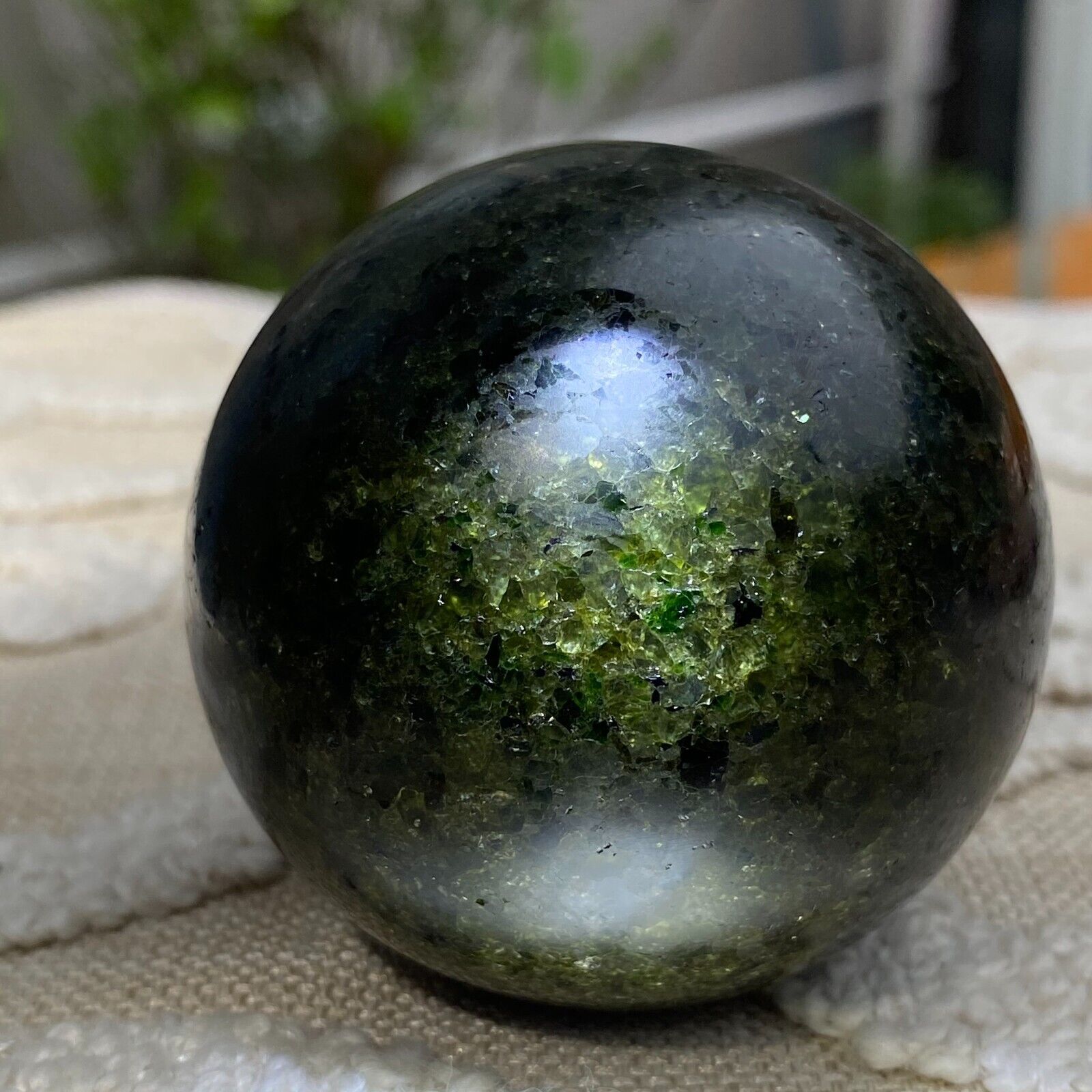 300g Large Rare Olivine Peridot Green Crystals Gemstone Sphere Mineral Specimen