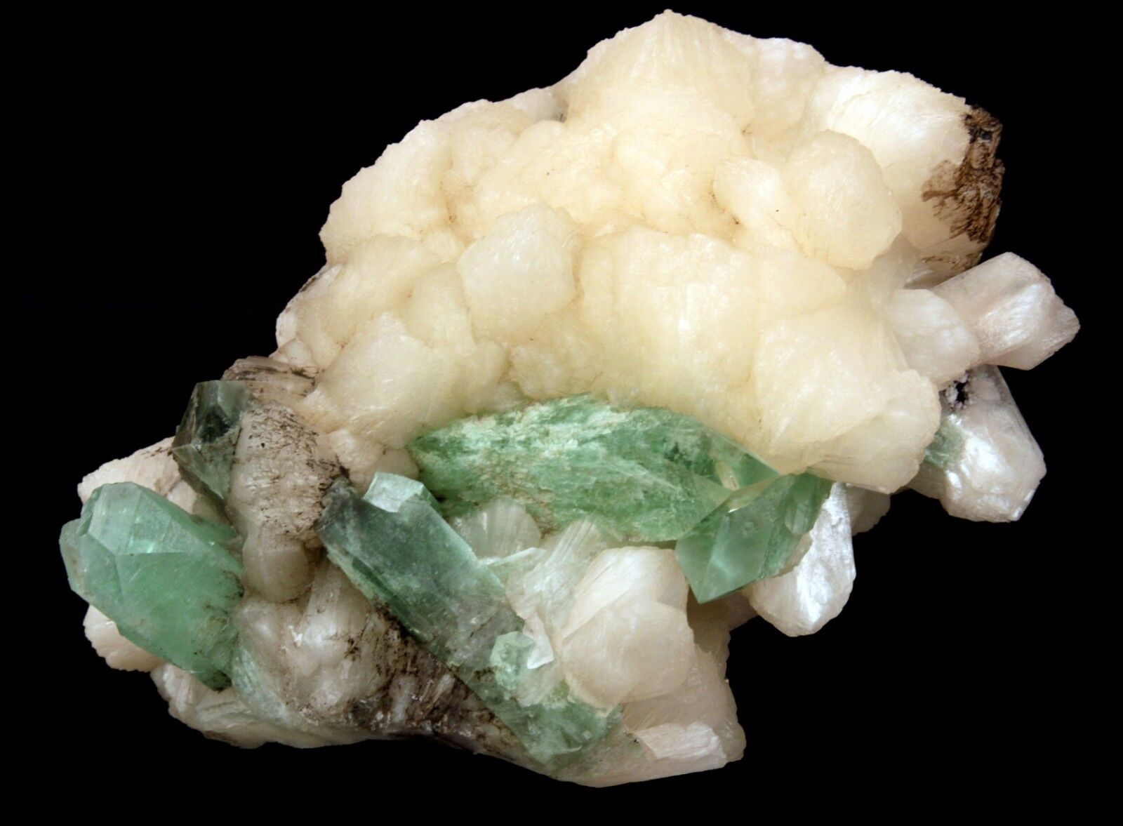 Green Apophyllite crystals with Stilbite # B 1873