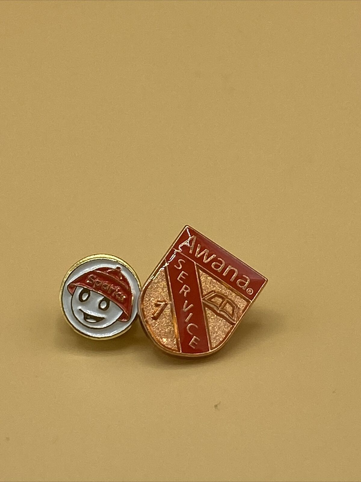 vintage Awanas pins lot of 2 - sparks - sparky service pin
