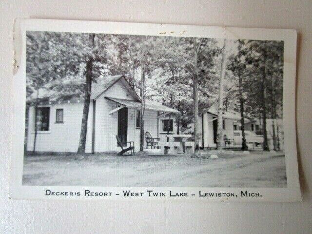 LEWISTON Michigan Decker\'s Resort -West Twin Lake RPPC Vintage Post Card