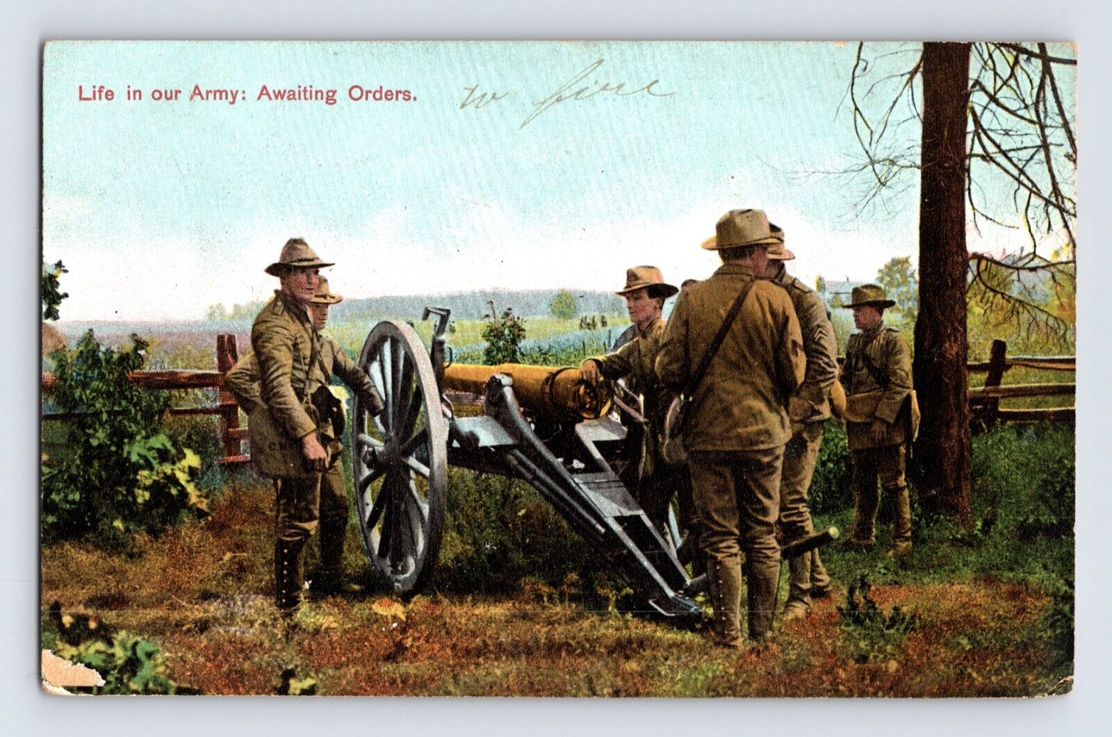 Postcard Military Army Soldier Gun Cannon Pre-1907 Unposted Undivided Back