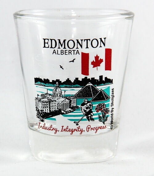 EDMONTON ALBERTA CANADA GREAT CANADIAN CITIES COLLECTION SHOT GLASS SHOTGLASS