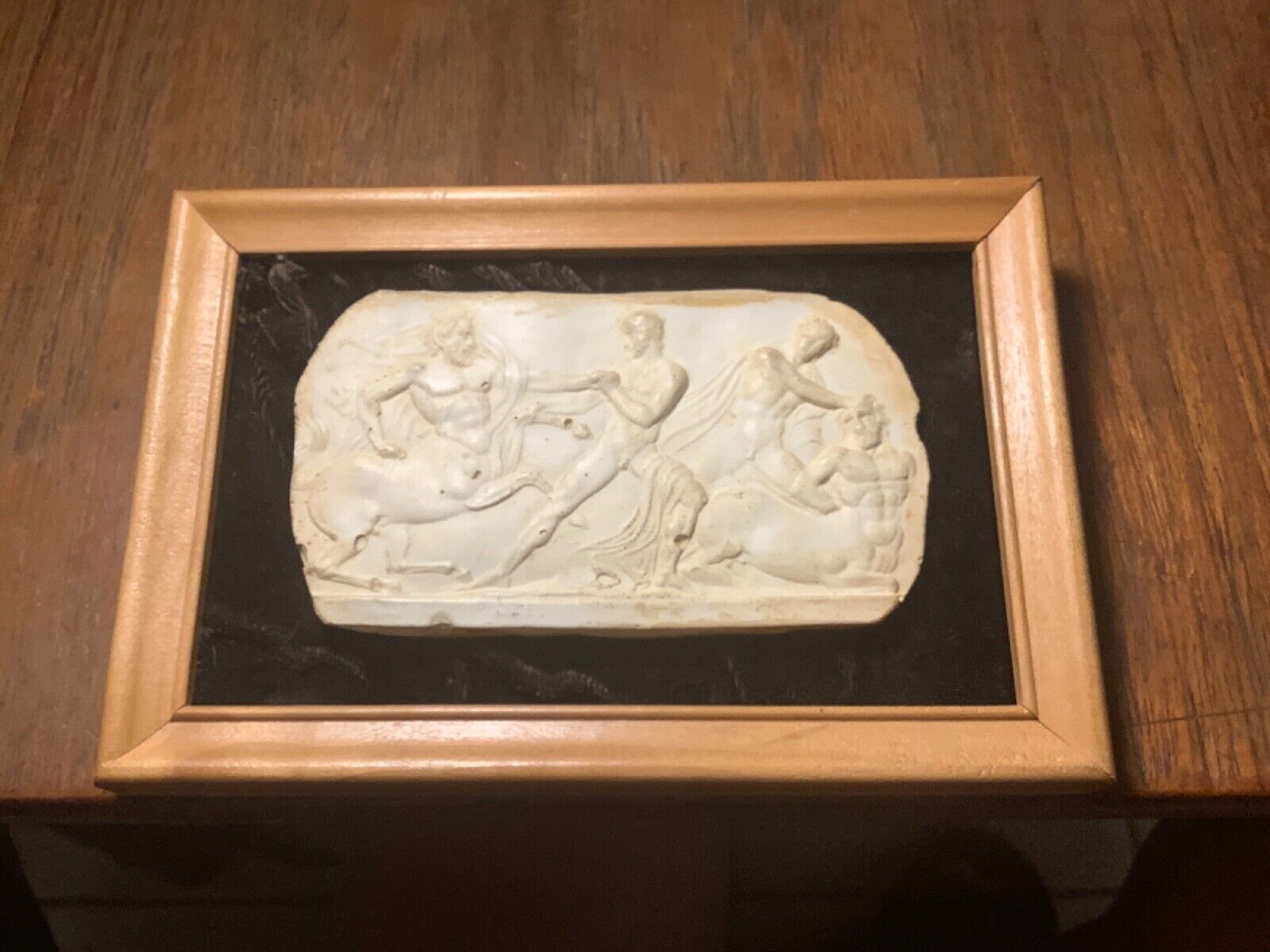 Vintage Plaster Wall Plaque - Sculpture Greco Centaurs - frame is 5 1/2 x 3 1/2