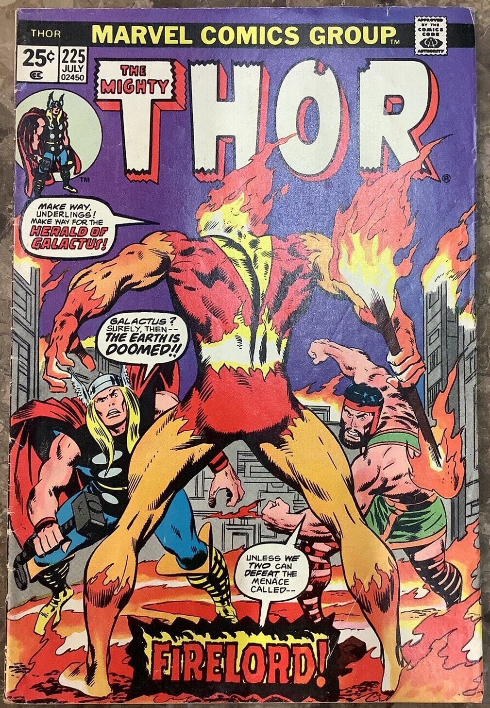 The Mighty Thor 225 Marvel 1974 Comic Book 1st Firelord