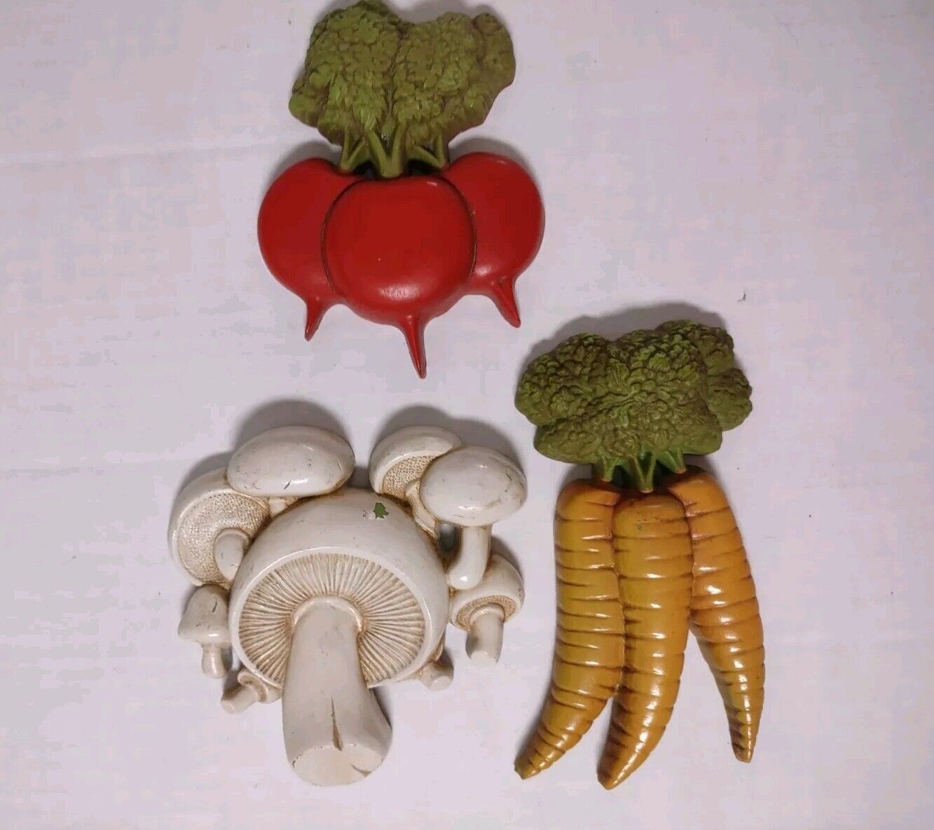 Mushroom Radish Carrot Kitchen Homco Wall Decor Vegetable USA Set of 3 Vintage