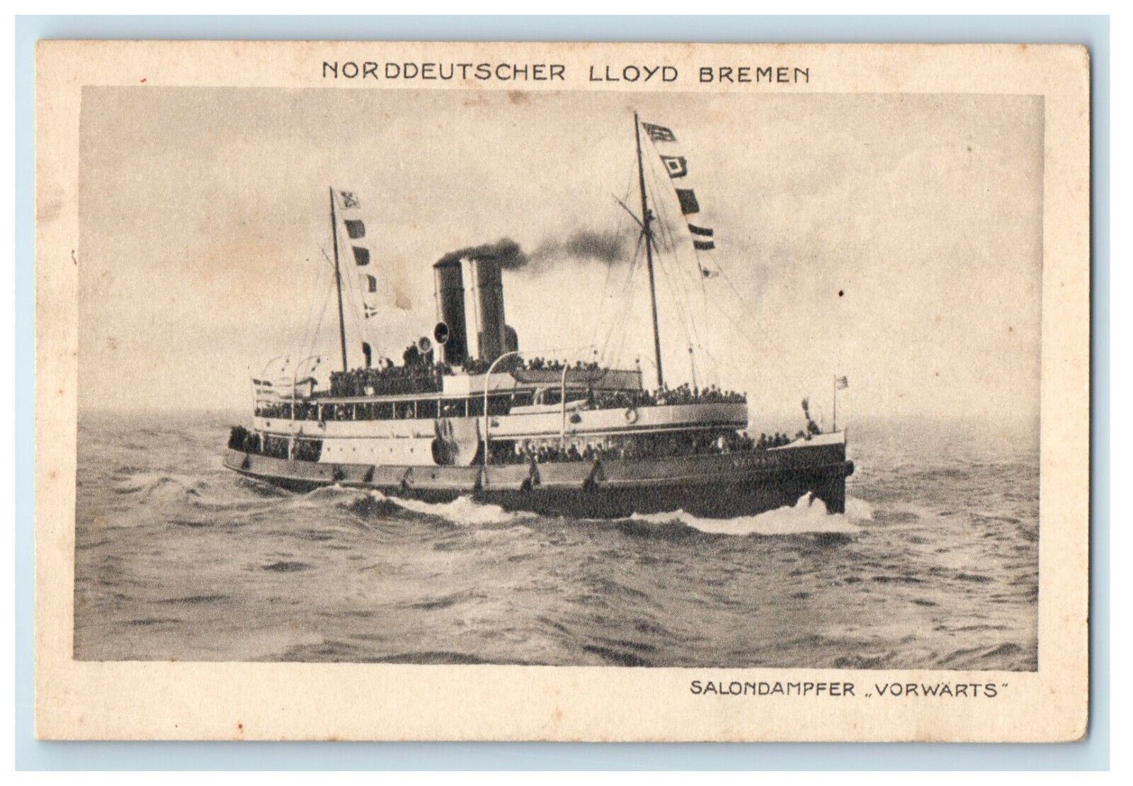 c1920s Norddeutscher Lloyd Bremen, Salondampfer Vorwarts Postcard