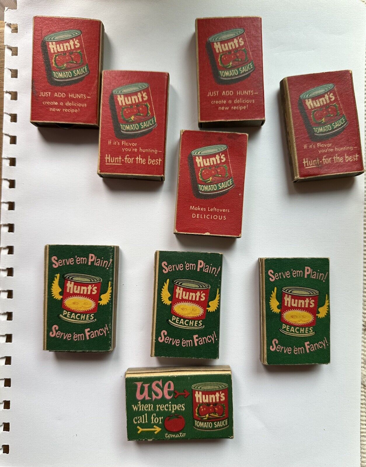 Vintage Hunt’s Matchboxes, No Matches, Tomato Sauce/Peaches/Ketchup - 9 Total