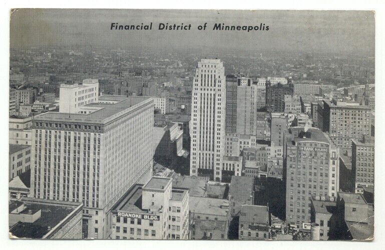 Financial District Of Minneapolis MN c1947 Postcard - Minnesota