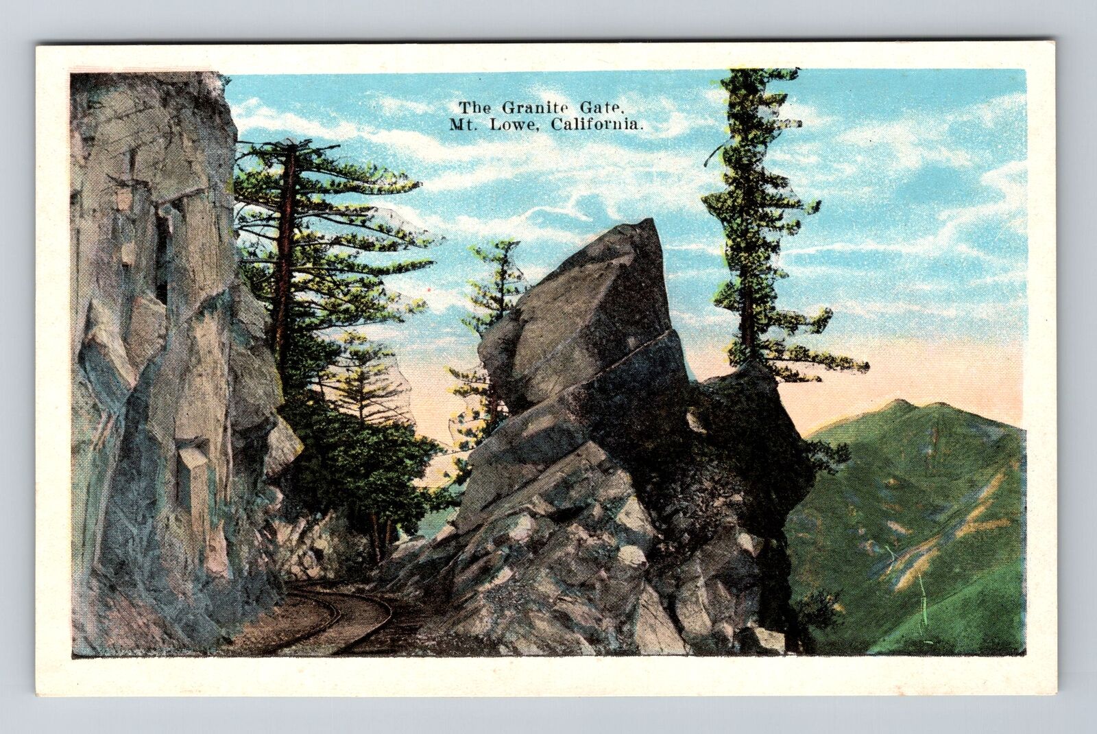 Mt Lowe CA-California, Granite Gate Rock Formation, Antique Vintage Postcard