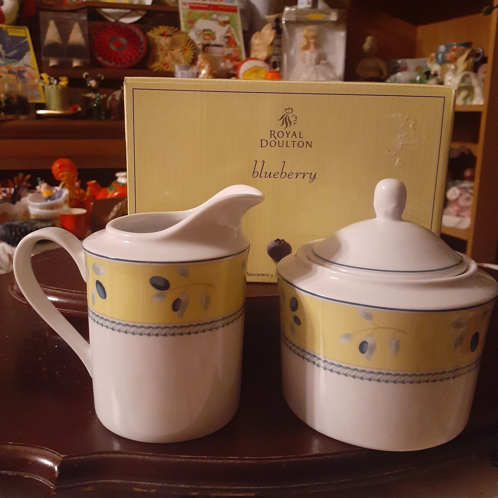 Royal Doulton Blueberry Cream and Sugar Bowl, 2005. New in box
