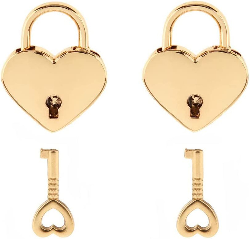 Warmtree Small Metal Heart Shaped Padlock Mini Lock with Key for Jewelry Box 