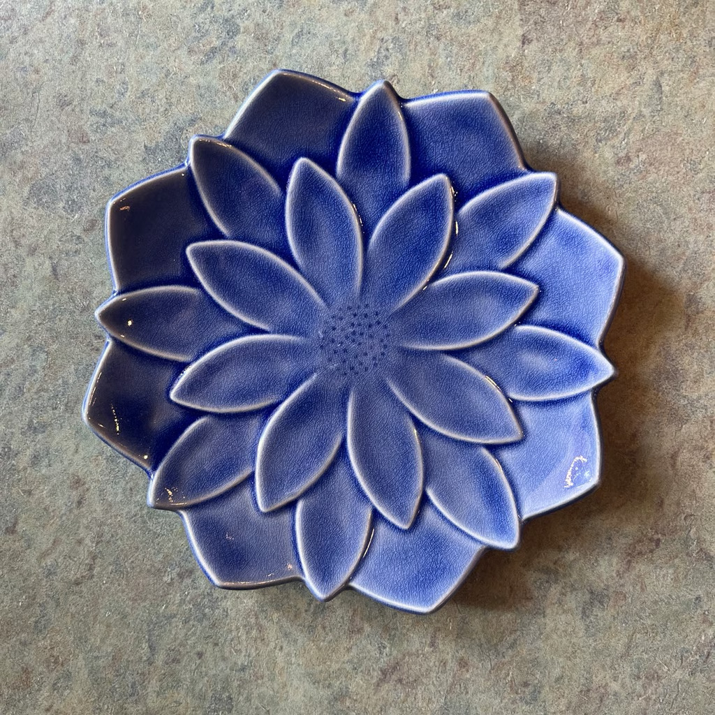 Vintage Kotobuki Blue Glazed Lotus Flower Bowl 