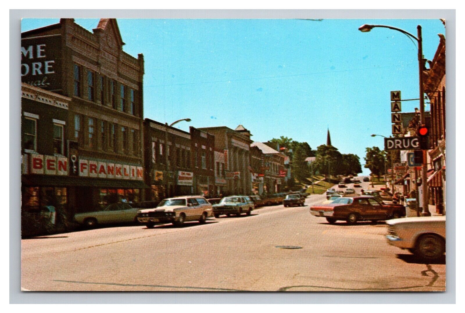 Postcard Dundee Illinois Downtown Street View
