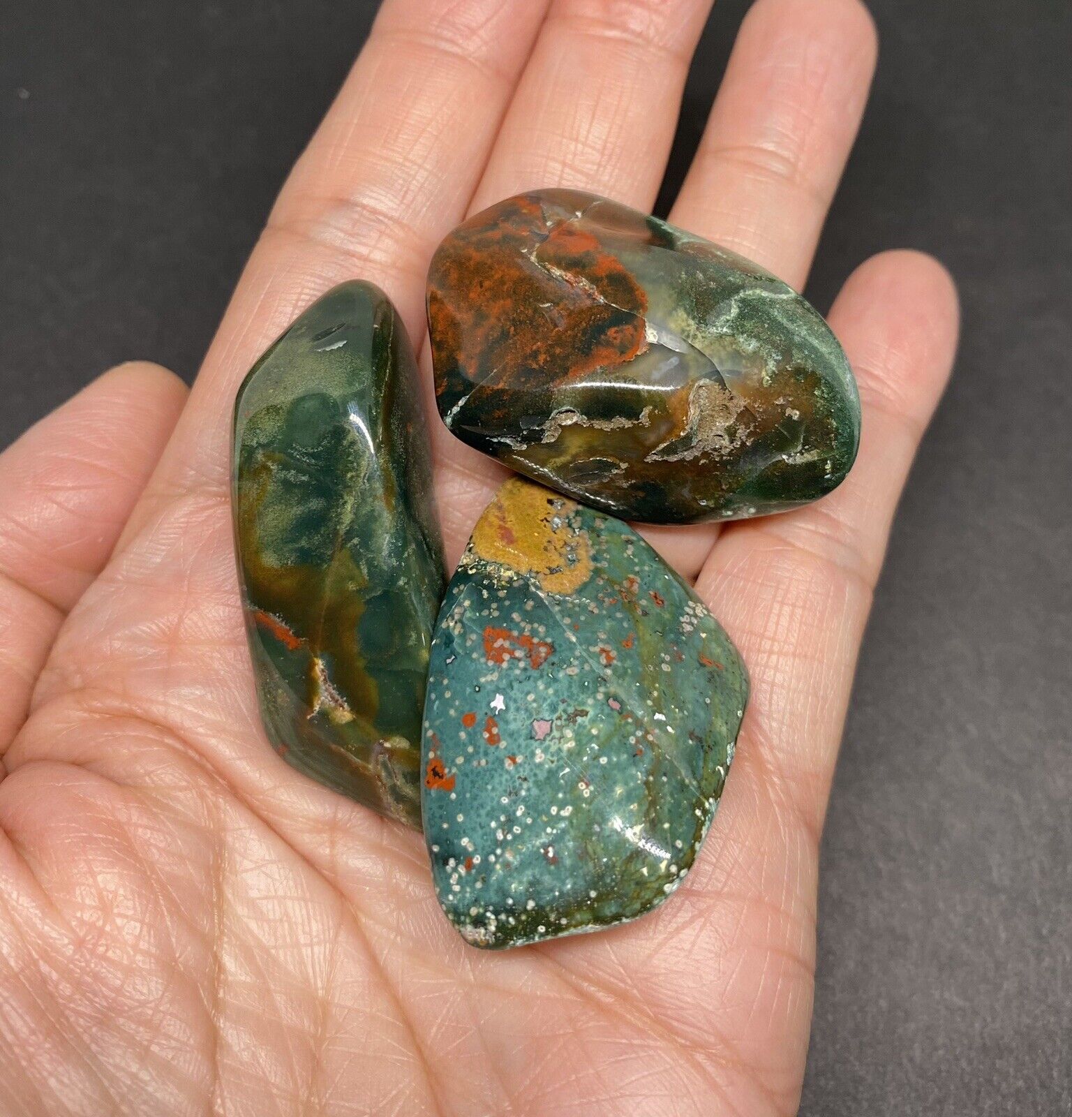 Bloodstone Jasper Polished Stones From India 3pcs 53g Total