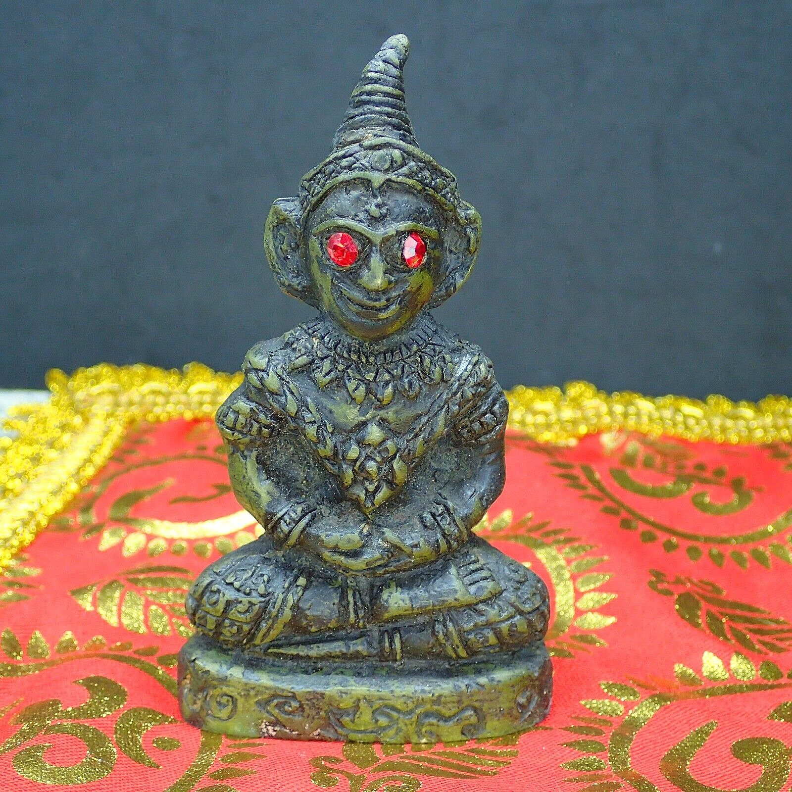 Phra Ngang Statue Red Eyes Love Buddhism Thai Buddha Rare Khmer Vintage Talisman