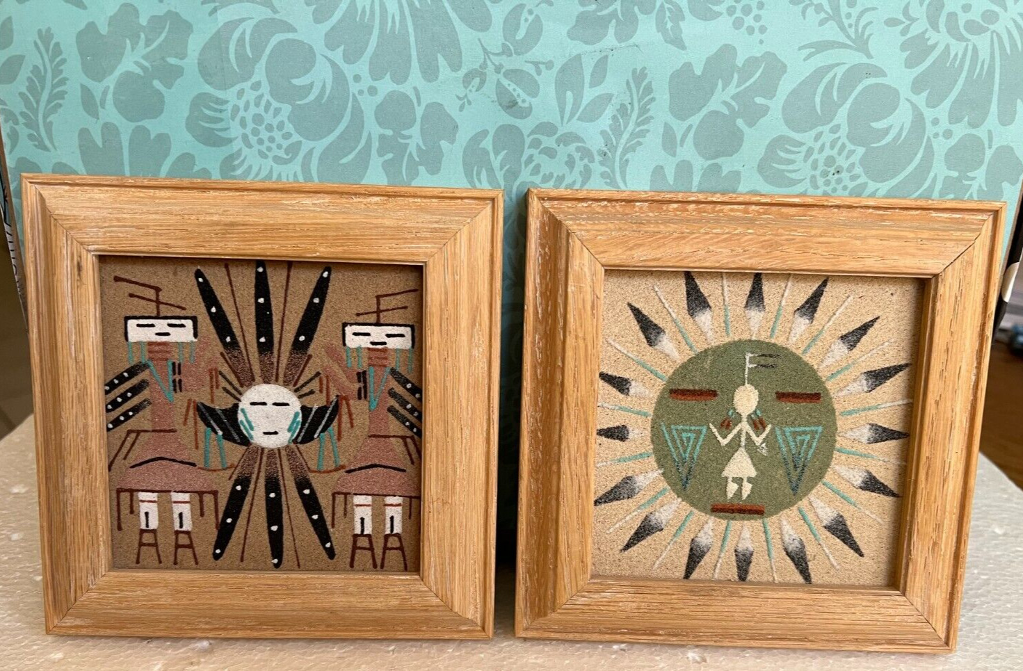 Set of Vintage Navajo Sand Art Framed, Frames Measure 5.5