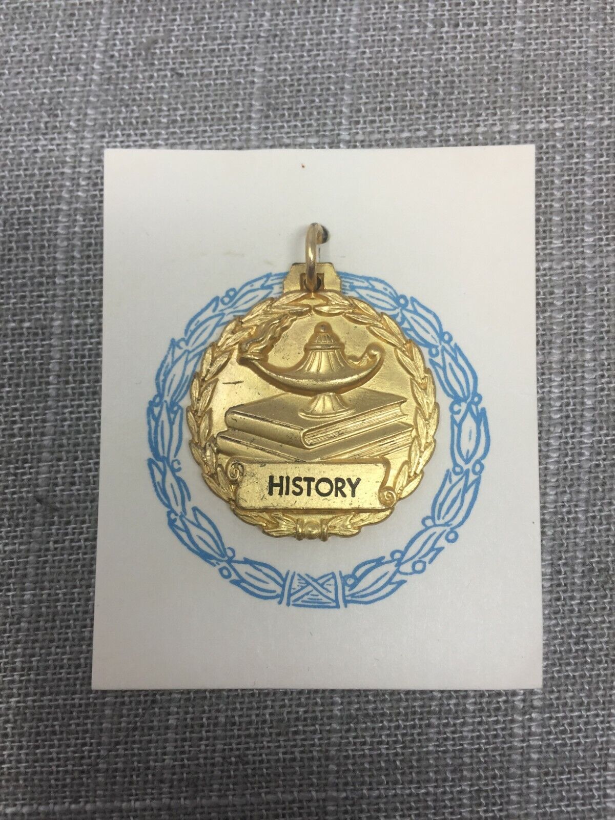 Balfour History Medal Award 10K Gold Plated Vintage 1970s Charm Pendant Engraved