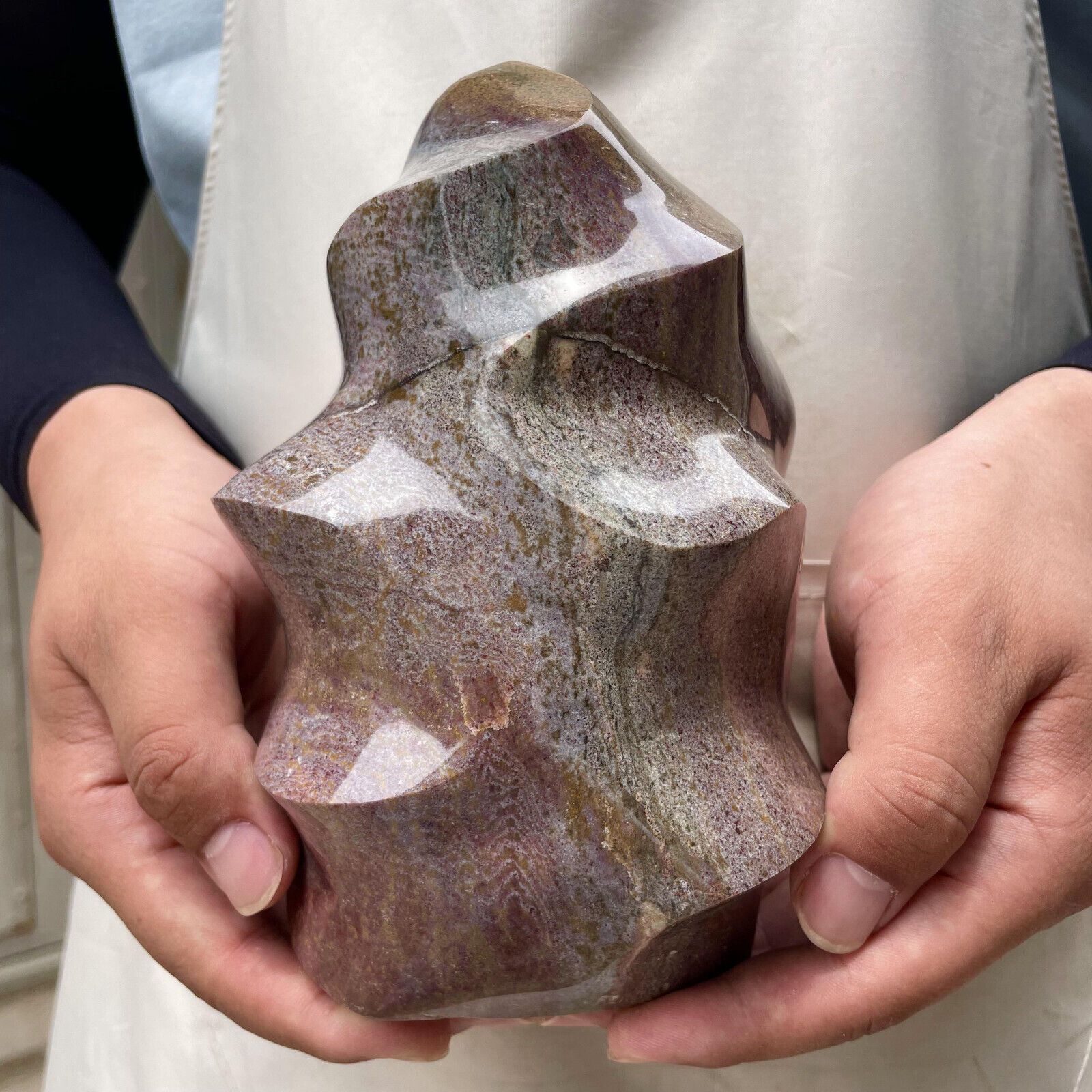 2500g Natural Ocean Jasper Flame Quartz Crystal Freeform Stand Reiki Healing