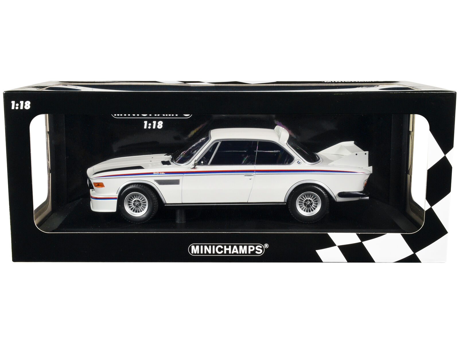 1973 BMW 3.0 CSL White with Red and Blue Stripes Limited Edition to 600 pieces